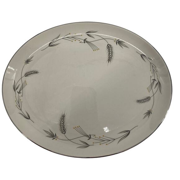 1950's Vintage Taylorton American Fine China "Silver Wheat" 13 Inch Platter - Picture 2 of 5
